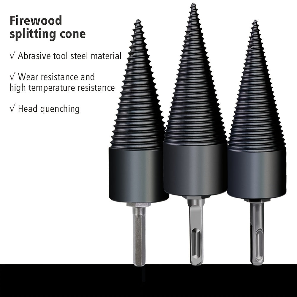 Wood Chopping Machine Drill Bit Steel Threaded Cone Wood Splitting Tool