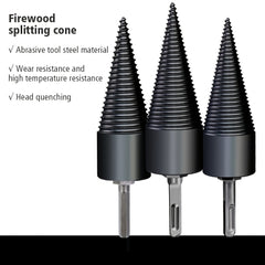 Wood Chopping Machine Drill Bit Steel Threaded Cone Wood Splitting Tool