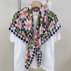 Colorful Plaid Print Large Square Scarf Retro Warm Shawl