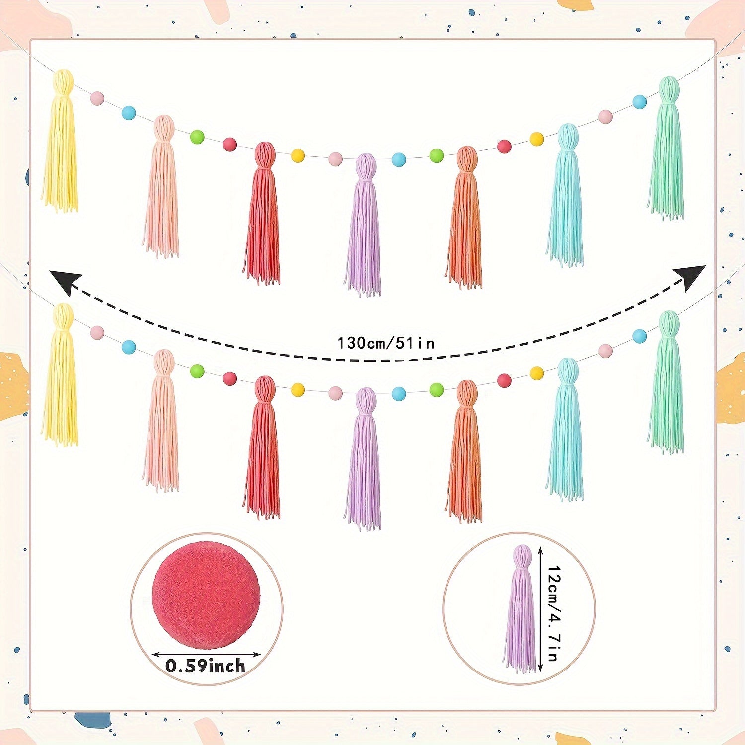 2pc Colorful Rainbow Bohemian Fringe Decoration Banner