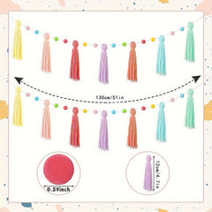 2pc Colorful Rainbow Bohemian Fringe Decoration Banner