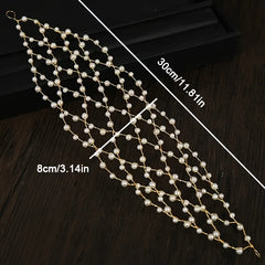 Faux Pearl Mesh Hairband Hollow Out Headdress Bridal Wedding Hair Acces