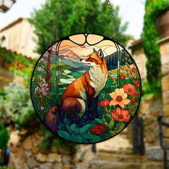 Plastic Fox Suncatcher Stained Glass Window Hanging