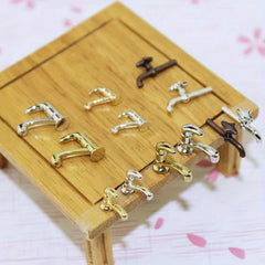 2pcs Mini Faucet Set Dollhouse Accessory Alloy Material Kitchen Bathroom Scene