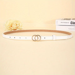 Double Ring Buckle Thin Belt Candy PU Belt Casual Jeans Pants Belt