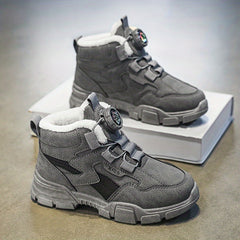 Warm Plus Fleece Boots with Rotating Button for Boys