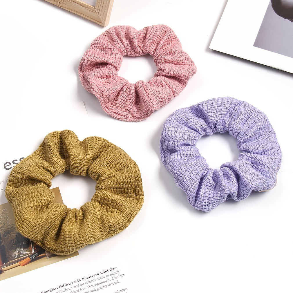 Solid Elastic Scrunchie For Women Girls Soft Scrunchies Fit Curly Fine Thick Thi