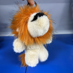 Plush Lion Keychain Fluffy Face & Mane Durable Stuffed Animal Charm