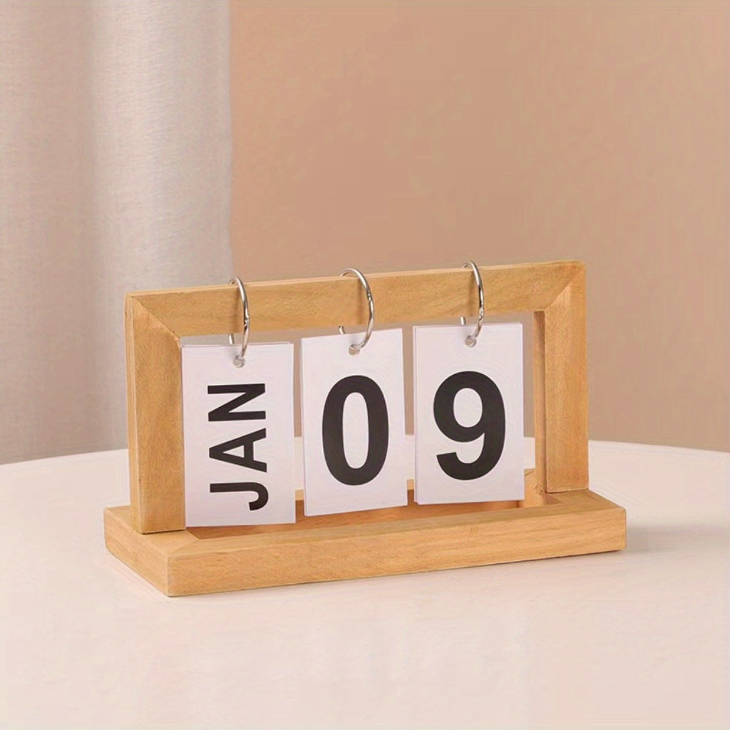 Wooden Flip Page Perpetual Calendar for Home Decor & Desk