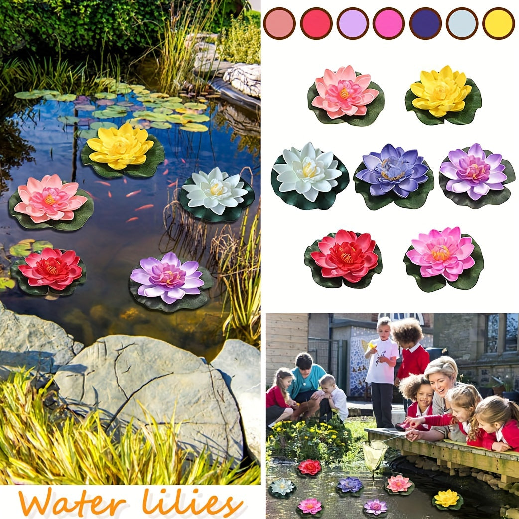 7pcs Pond Rose Sleeping Lotus Artificial Floating Water Lotus