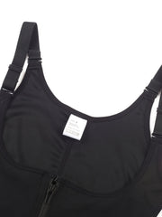 Lace Trim Zipper Body Shaper Tummy Control Slimmer Bodysuit