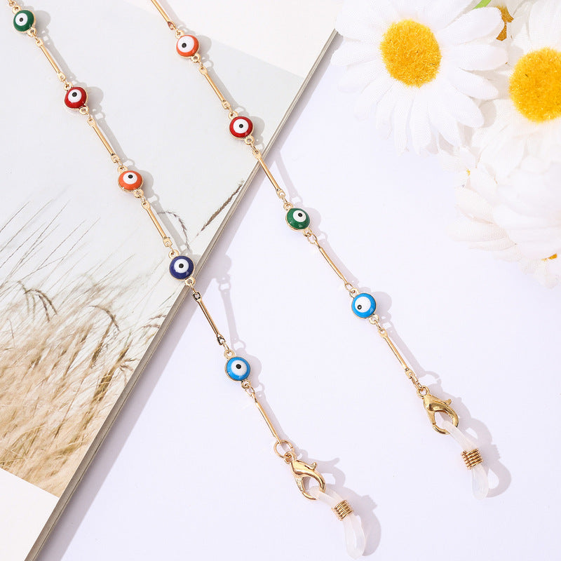 Metal Glasses Chain Colorful Pearl Rhinestones Mask Chain Glasses Lanyard
