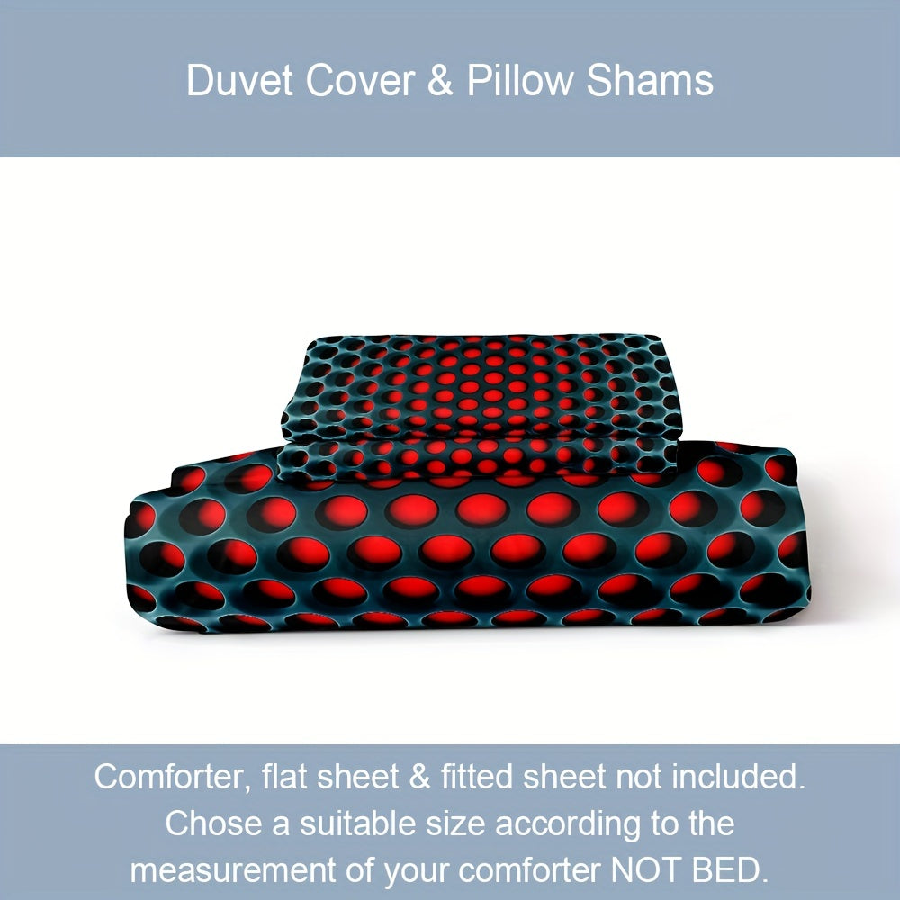 3pcs 3D Hexagon Pattern Duvet Cover Set with 2 Pillowcases