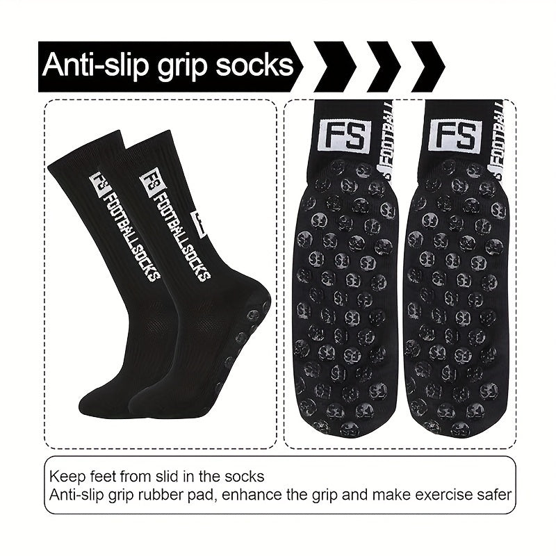 6 Pairs Non-Slip Crew Socks for Soccer Running Hiking