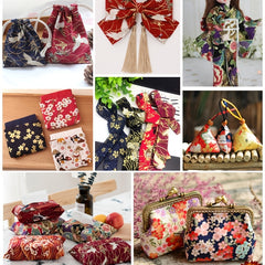 5pc Bronzing Cotton Patchwork Cloth Japanese Floral DIY Decoration