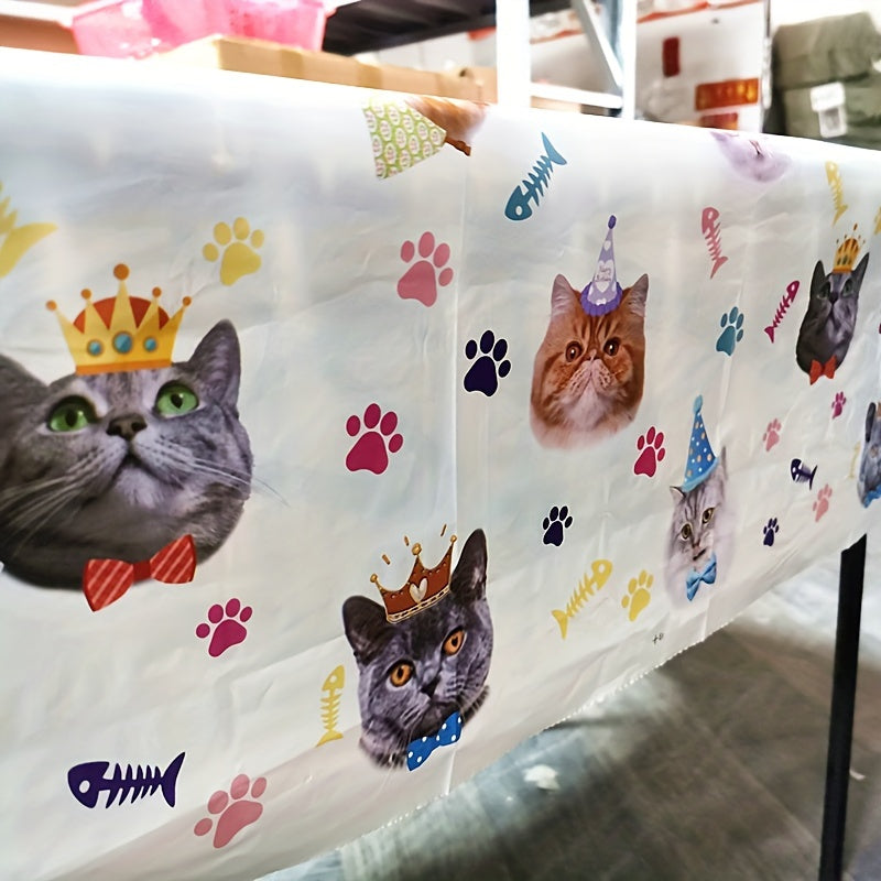 Cat Paw Print Plastic Tablecloth for Pet Themed Party