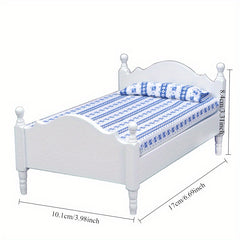 Charming Wooden Dollhouse Bed with Floral Pattern - Bunk Model for Kids