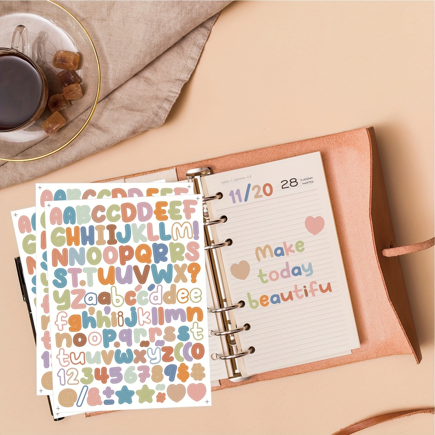 15pcs 0.5in English Letter Stickers for Crafts, Scrapbooks, Notebooks