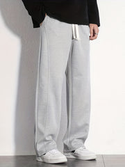 Grin Face Cotton Sweatpants Men's Casual Solid Loose Fit Drawstring Pants