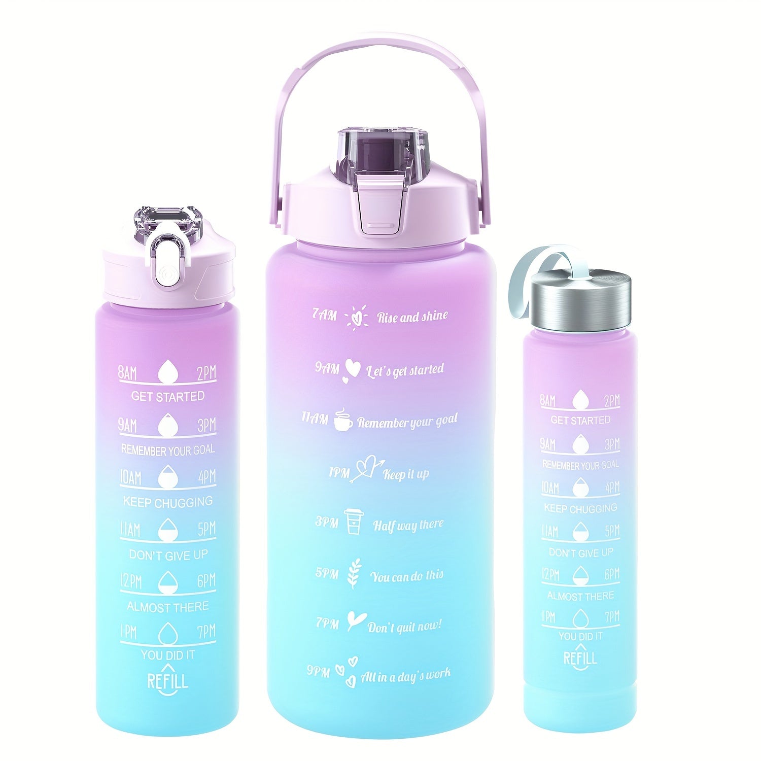 Leakproof Gradient Water Bottles 67oz 25oz 10oz Lockable Lid For Outdoor Sports