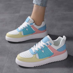 Women's Lightweight Faux Leather Skate Shoes Non Slip Casual Sneakers