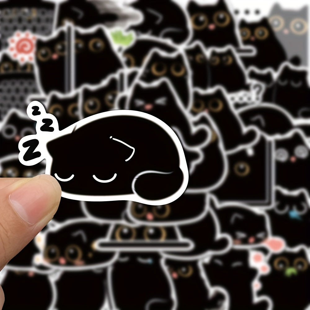 40pcs Cartoon Cat Waterproof Stickers with Playful Expressions