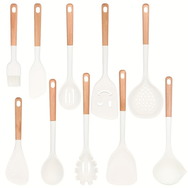 Silicone Cooking Tools Set Non Stick Spatula Soup Spoon Baking Utensils