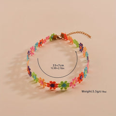 Colorful Flower Fabric Ladies Choker Necklace - Party Favors