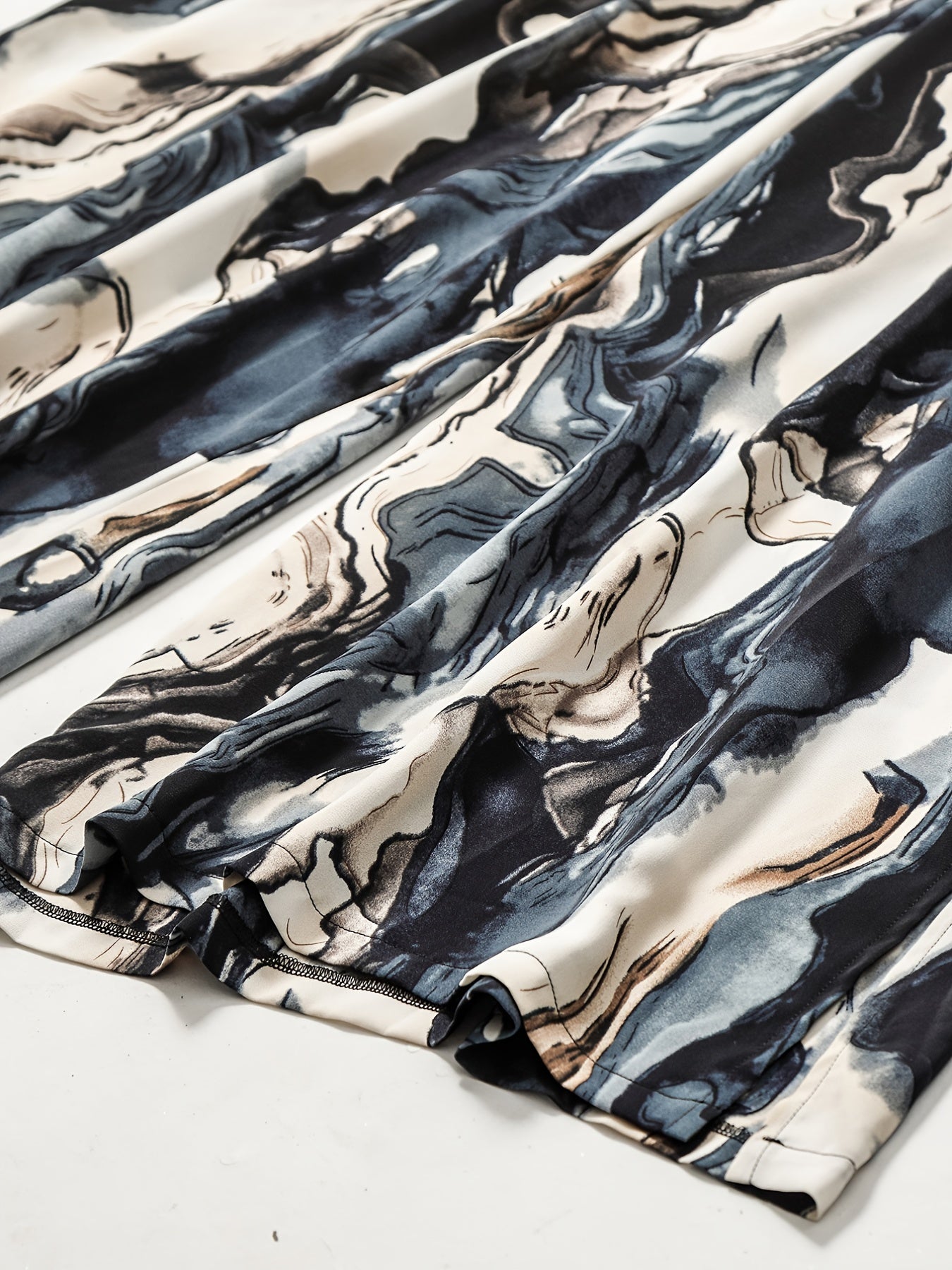  Marble Print High Rise Wide Leg Trousers