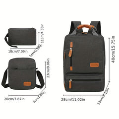 3Pcs Laptop Backpack Set Functional Travel School Bag With Crossbody Bag