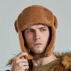 Winter Lamb Fleece Trapper Hat Skiing Windproof Warm Hat