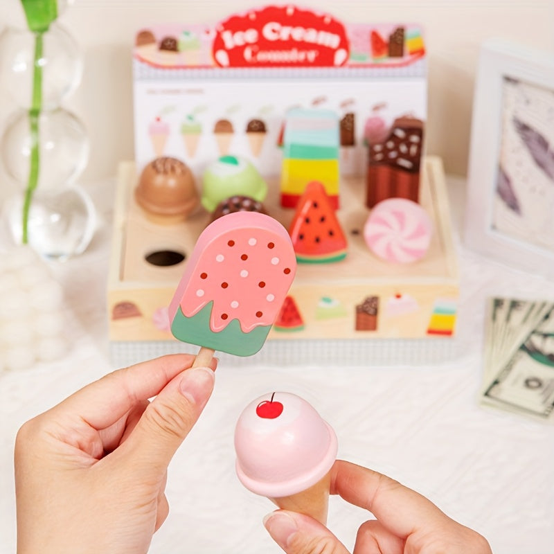 Wooden Ice Cream Truck Play Kitchen Counter Toy