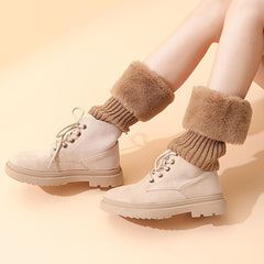 Fuzzy Stitching Leg Warmers Ribbed Socks Women's Stockings