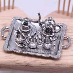 8pcs 1:12 Dollhouse Mini Floral Tea Set DIY Scene Decoration Accessories