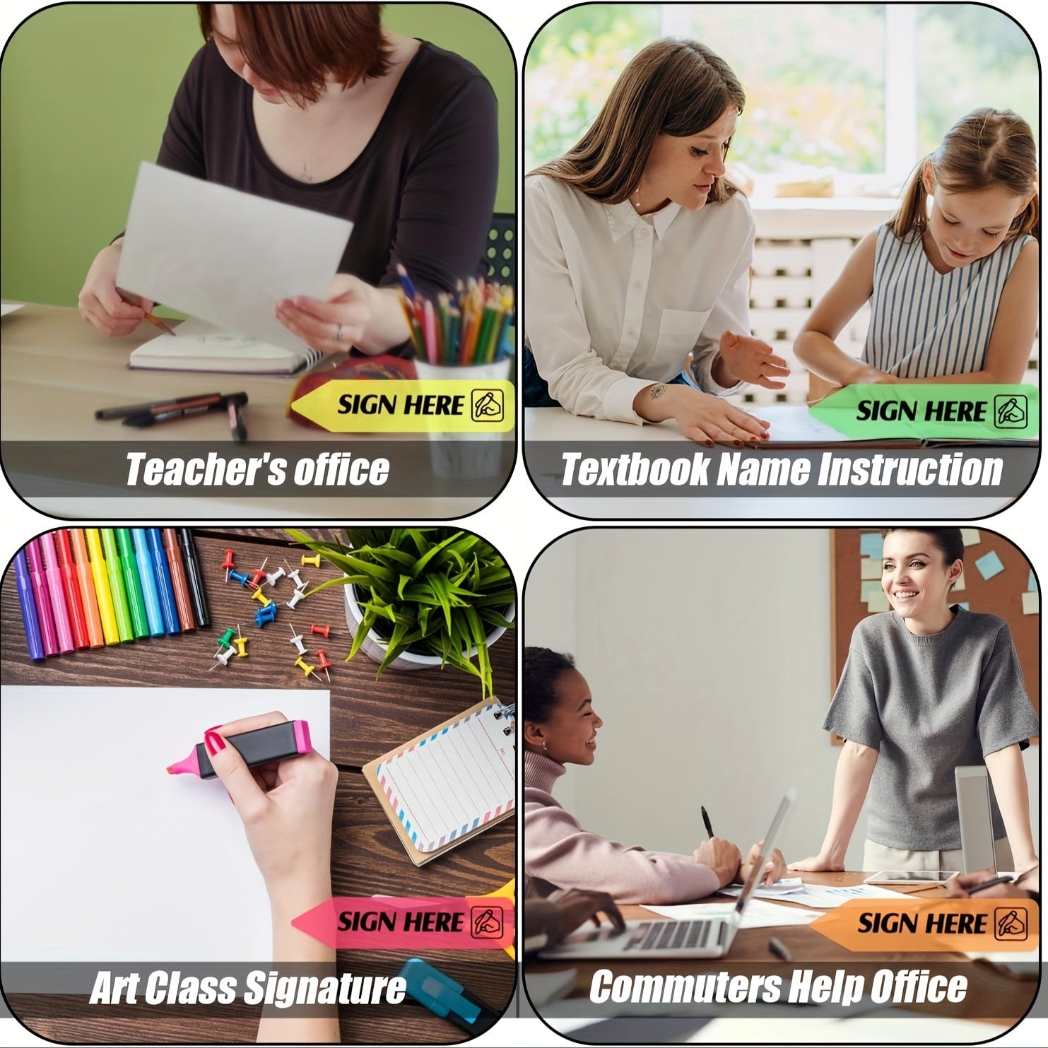 6 Packs Sign Here Tabs Stickers Notes Flags Sticky Assorted Colors