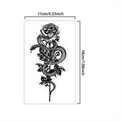 Waterproof Floral & Snake Temporary Tattoos Lasts 12-14 Days
