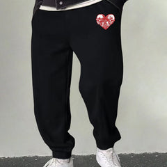 Men's Heart & Skull Graphic Sweatpants Casual Slightly Stretch Joggers
