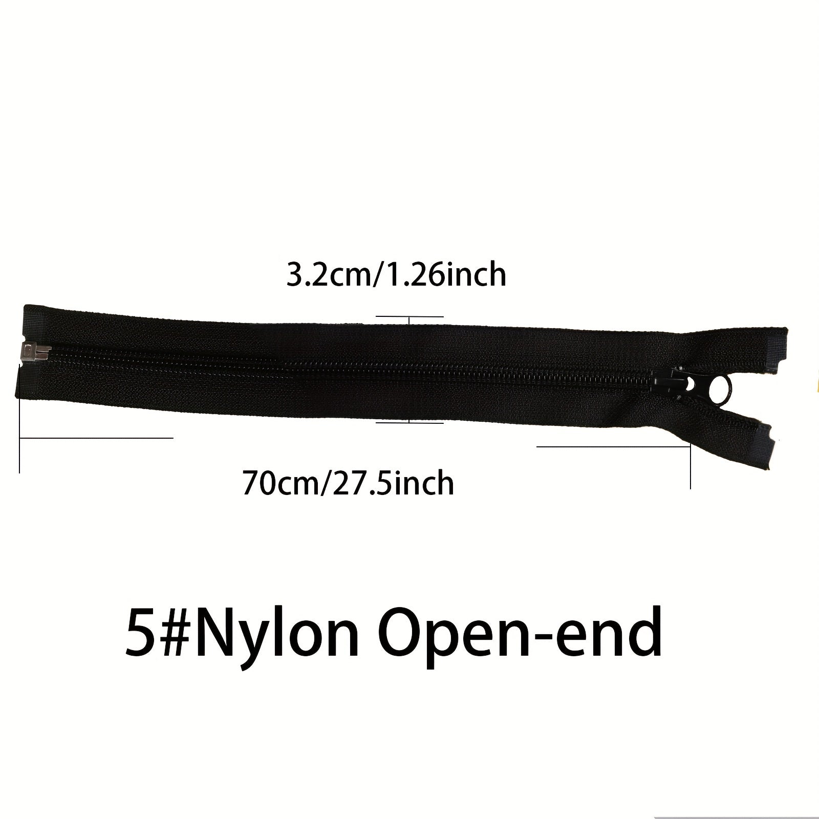 No 5 Nylon Zipper Half Round Head Open Tail Insert Coat Zipper