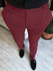 Men's Slim Fit Vintage Style Stretch Dress Pants for Dinner