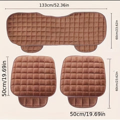 Plush Car Seat Cushion Winter Three-piece Set Non-slip Tie Car Supplies