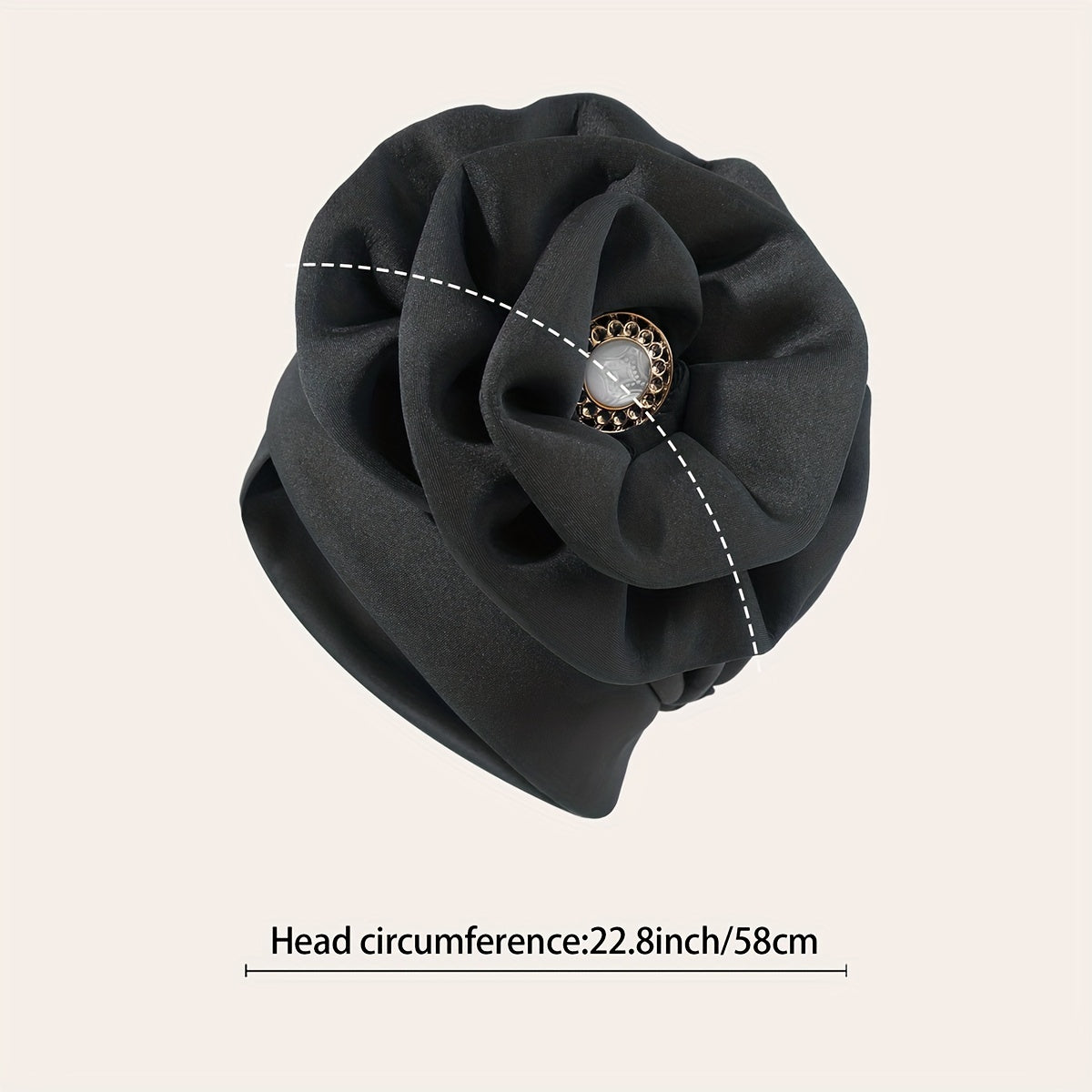 Ruffles Flower Turban Cap Faux Pearl Elastic Head Scarf Chemo Hat