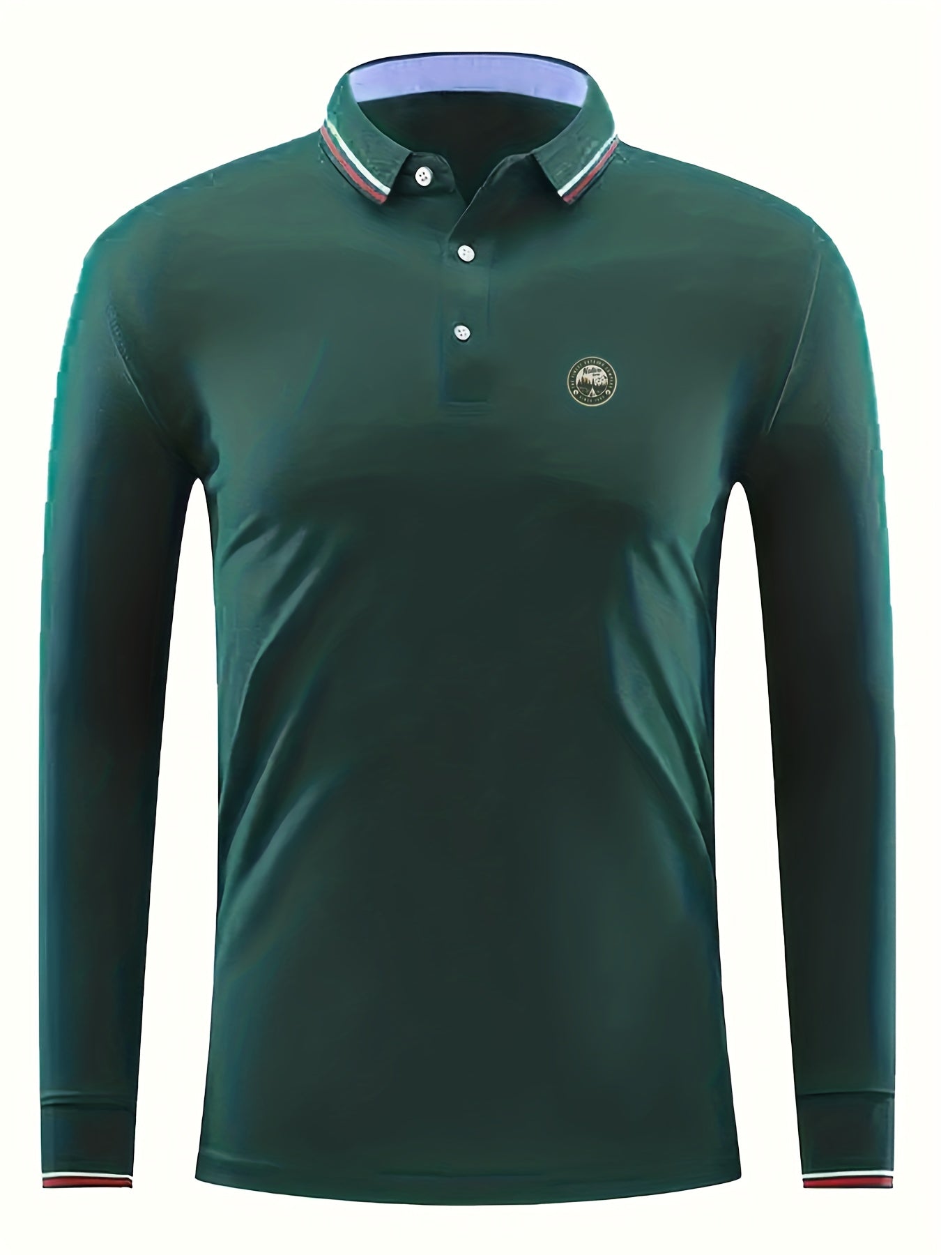 Men's Vintage Long Sleeve Polo Shirt Casual Stretch Lapel Button Up