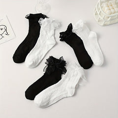6 Pairs 3D Ruffle Socks Women's Stockings Hosiery