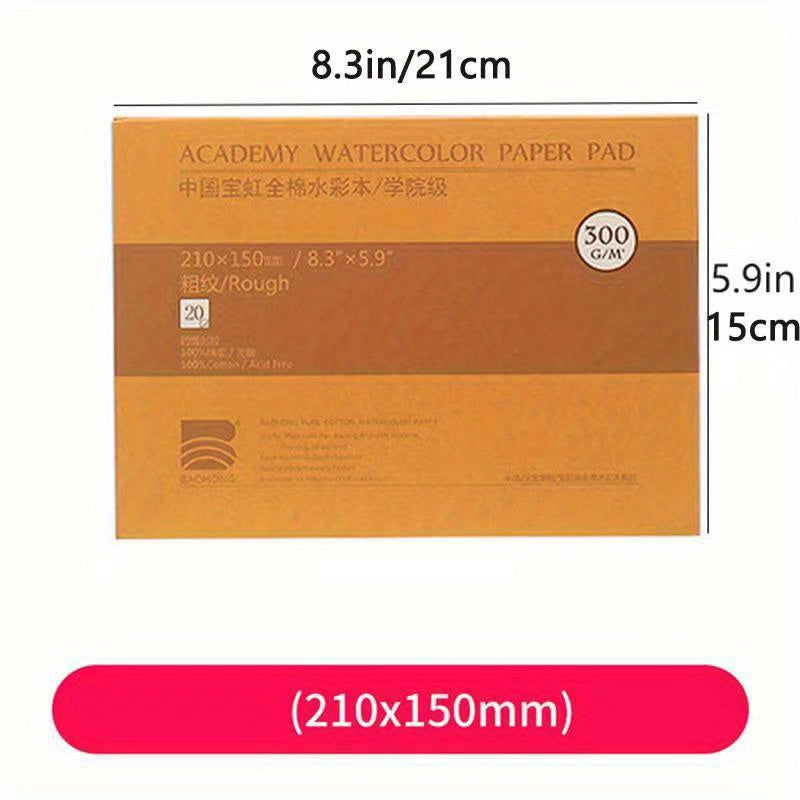 Premium 100% Cotton Watercolor Paper 20 Sheets 300gsm Book