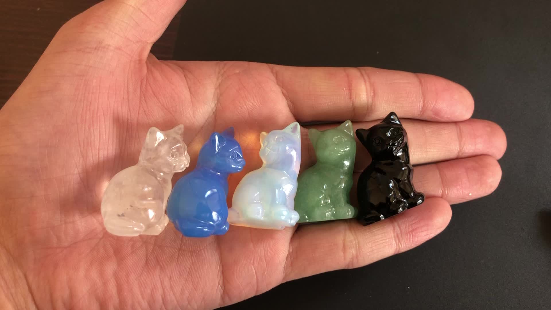1pc Crystal Carved Cat Pocket Gift Healing Stone Moonsto
