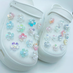 30 Random Gradient Flowers Shoe Charms for Clogs DIY Garden Shoes