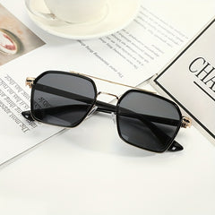 Gradient Lens Aviator Sunglasses Clover Decor UV400