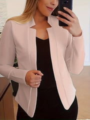  Blazer Women's Plus Solid Split Lapel Collar Open Front