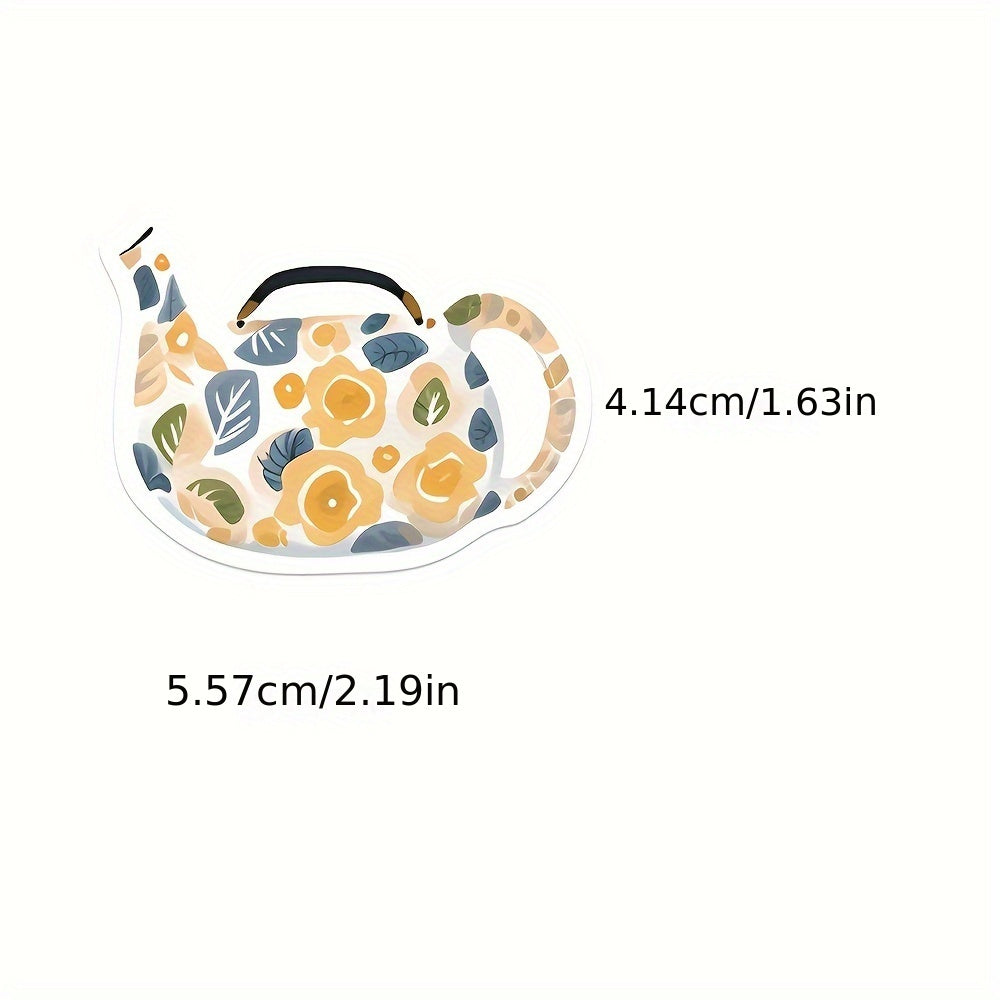 50 Colorful Flower Teapot Graffiti Stickers Waterproof DIY Stickers