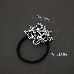 Ancient Alloy Hair Tie Dragon Decor Hair Ring Elastic Ponytail Holder